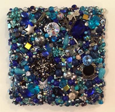 Blue Beaded Square Unframed - Sold