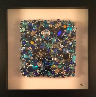 Blue Beaded Square Framed - Sold