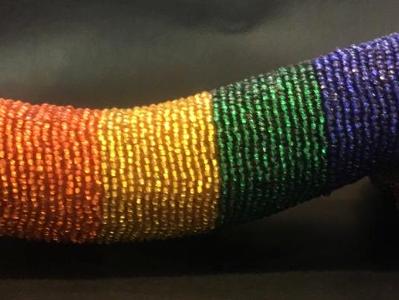 Rainbow Beaded Phallus - Side