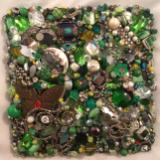 Green Beaded Square - Unframed - Sold