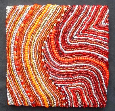 Beaded Square Red Orange Beaded Square Red Orange