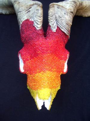 Beaded Goat Skull Close