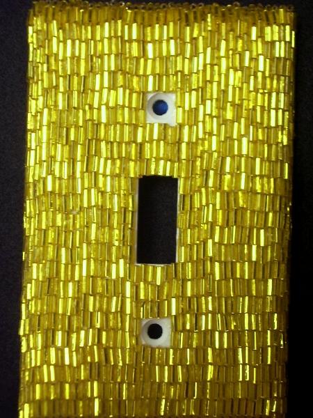Yellow Bugle Beaded Light Switch Cover - Sold