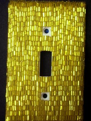 Yellow Bugle Beaded Light Switch Cover - Sold