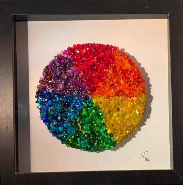 Beaded Rainbow Circle Framed - Sold