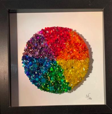 Beaded Rainbow Circle Framed - Sold