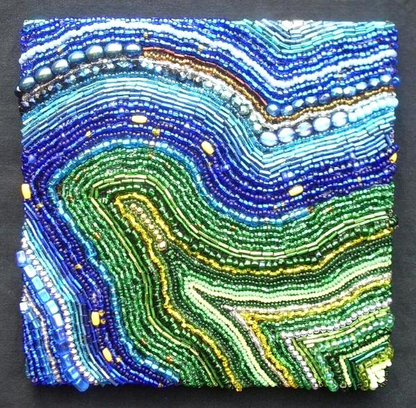 Beaded Square Blue Green